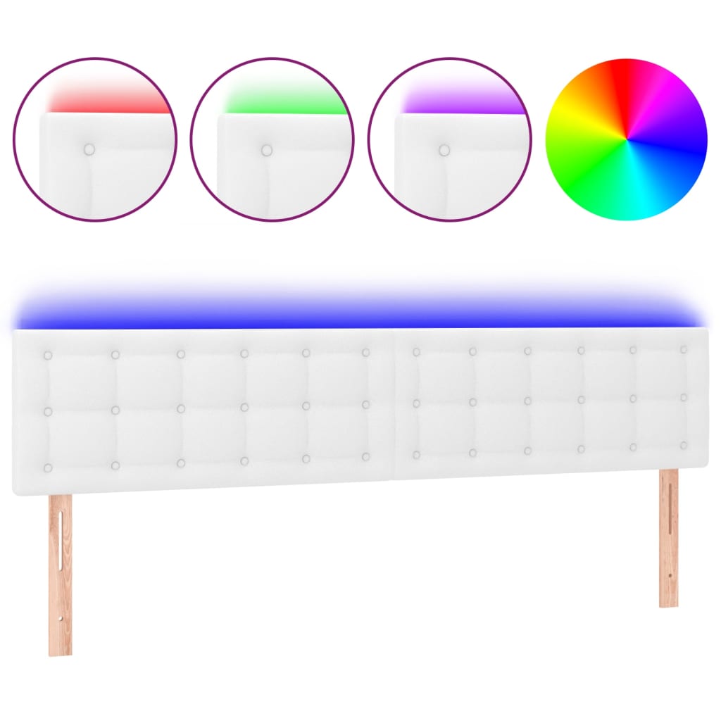 fehér műbőr LED-es fejtámla 160 x 5 x 78/88 cm