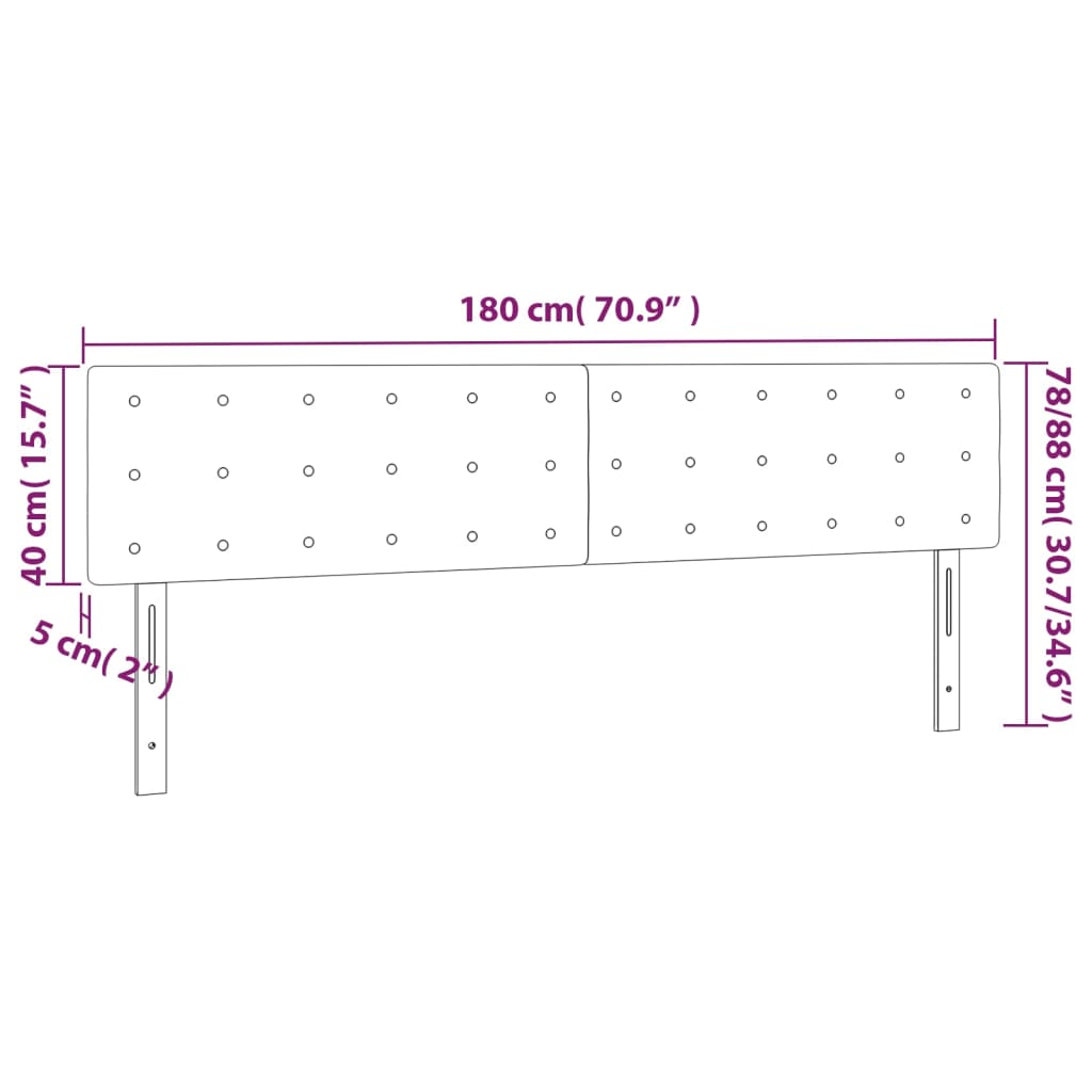 fehér műbőr LED-es fejtámla 180 x 5 x 78/88 cm