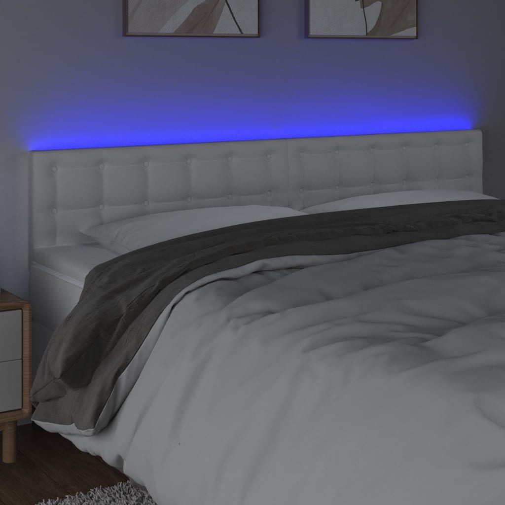 fehér műbőr LED-es fejtámla 200 x 5 x 78/88 cm