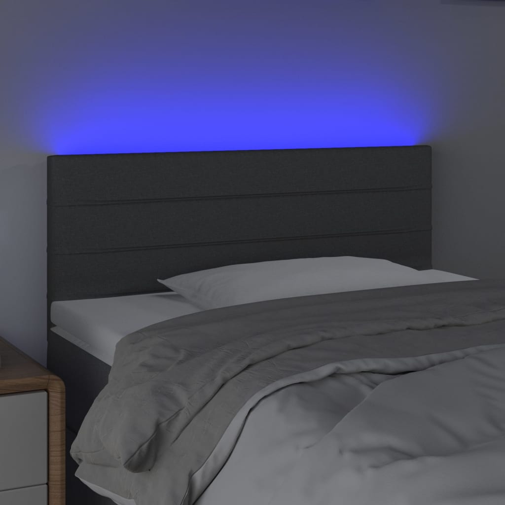 sötétszürke szövet LED-es fejtámla 90x5x78/88 cm