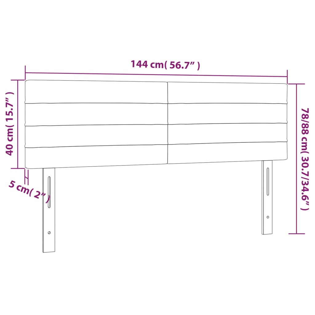 világosszürke szövet LED-es fejtámla 144 x 5 x 78/88 cm