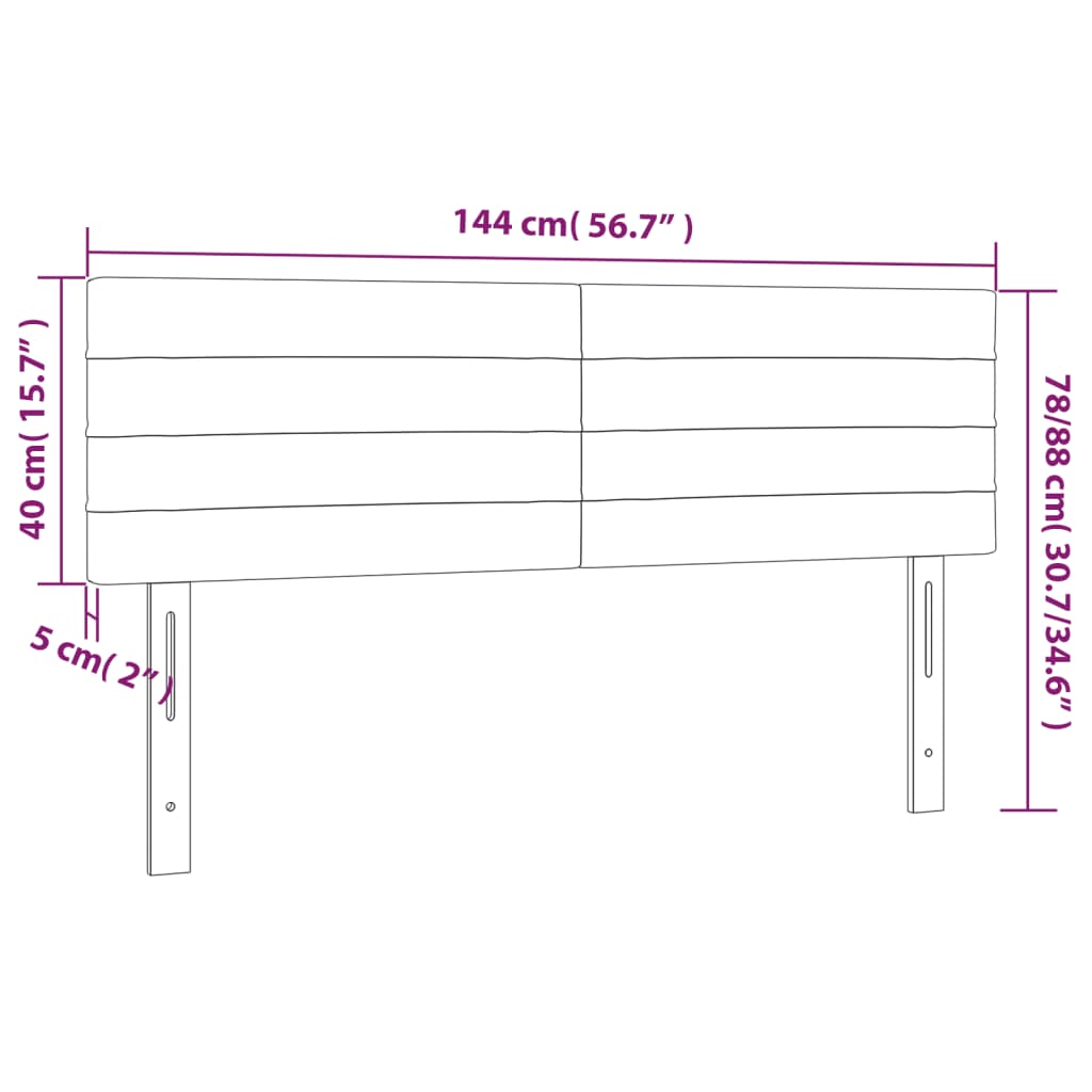 fekete szövet LED-es fejtámla 144x5x78/88 cm