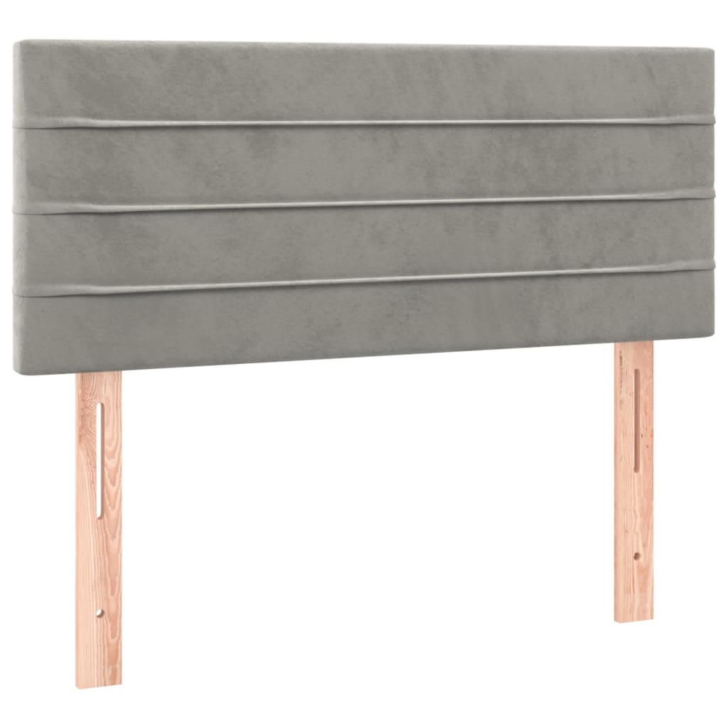 világosszürke bársony LED-es fejtámla 90x5x78/88 cm