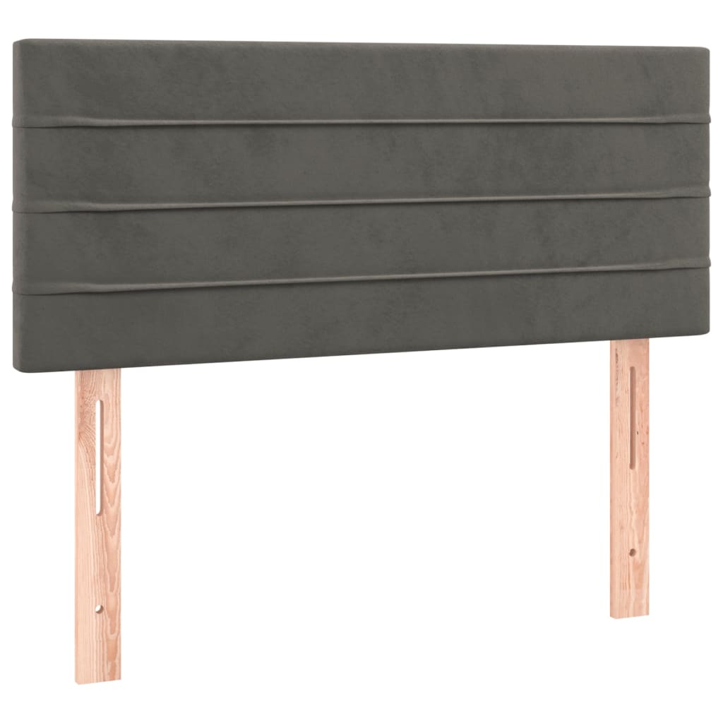 sötétszürke bársony LED-es fejtámla 90x5x78/88 cm