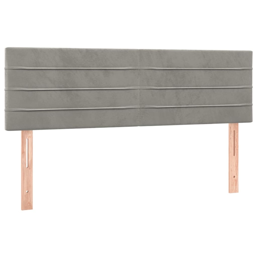 világosszürke bársony LED-es fejtámla 144x5x78/88 cm