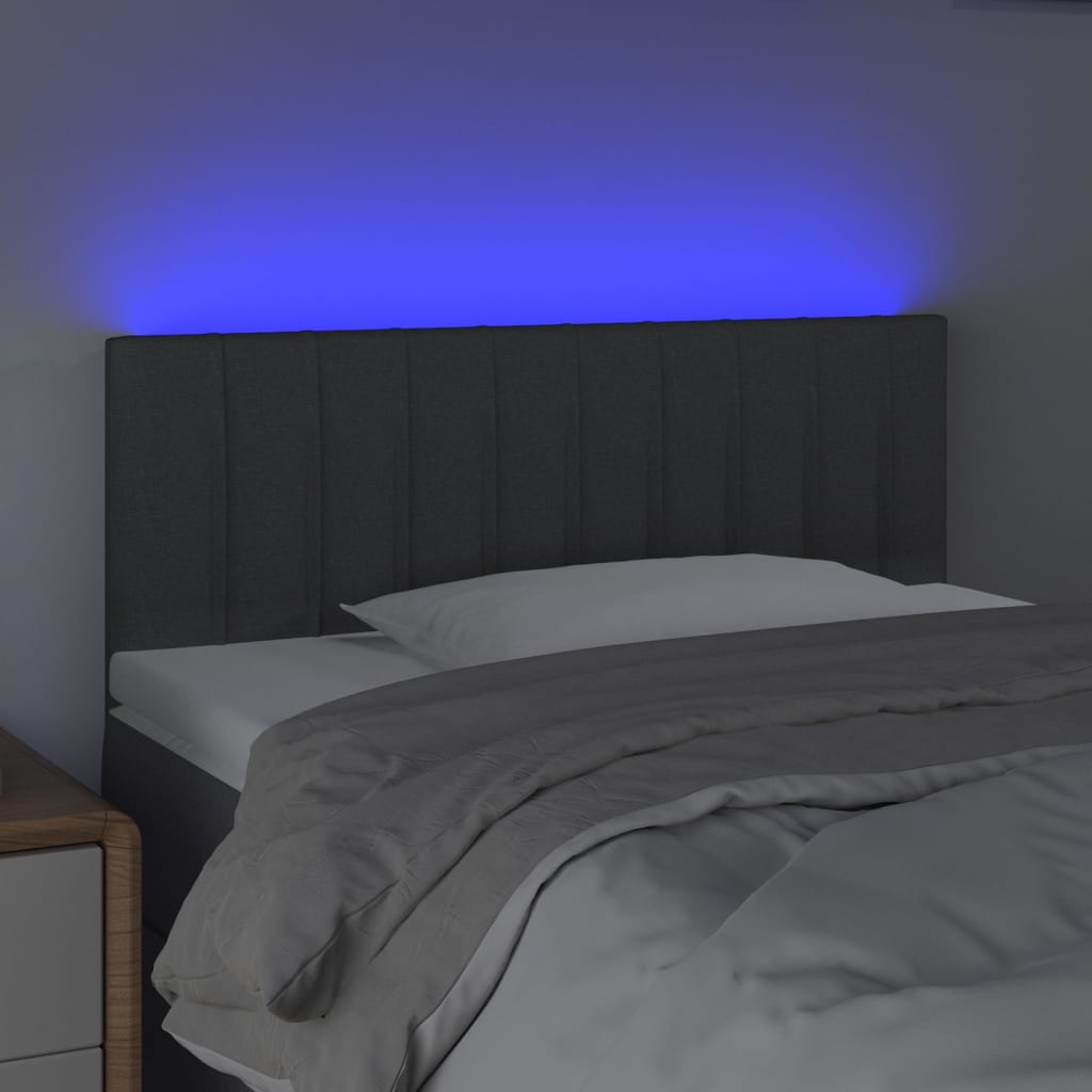sötétszürke szövet LED-es fejtámla 90x5x78/88 cm