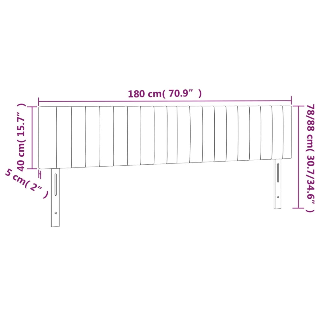sötétszürke szövet LED-es fejtámla 180x5x78/88 cm