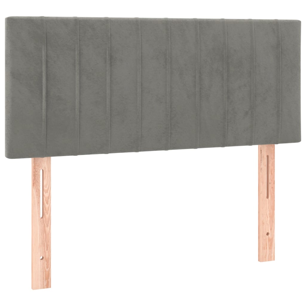 világosszürke bársony LED-es fejtámla 100x5x78/88 cm