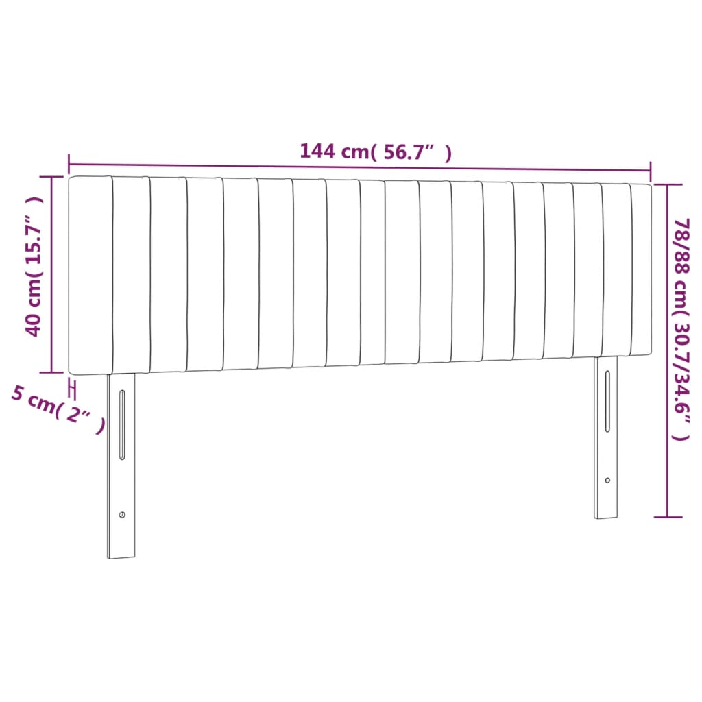 fekete bársony LED-es fejtámla 144x5x78/88 cm