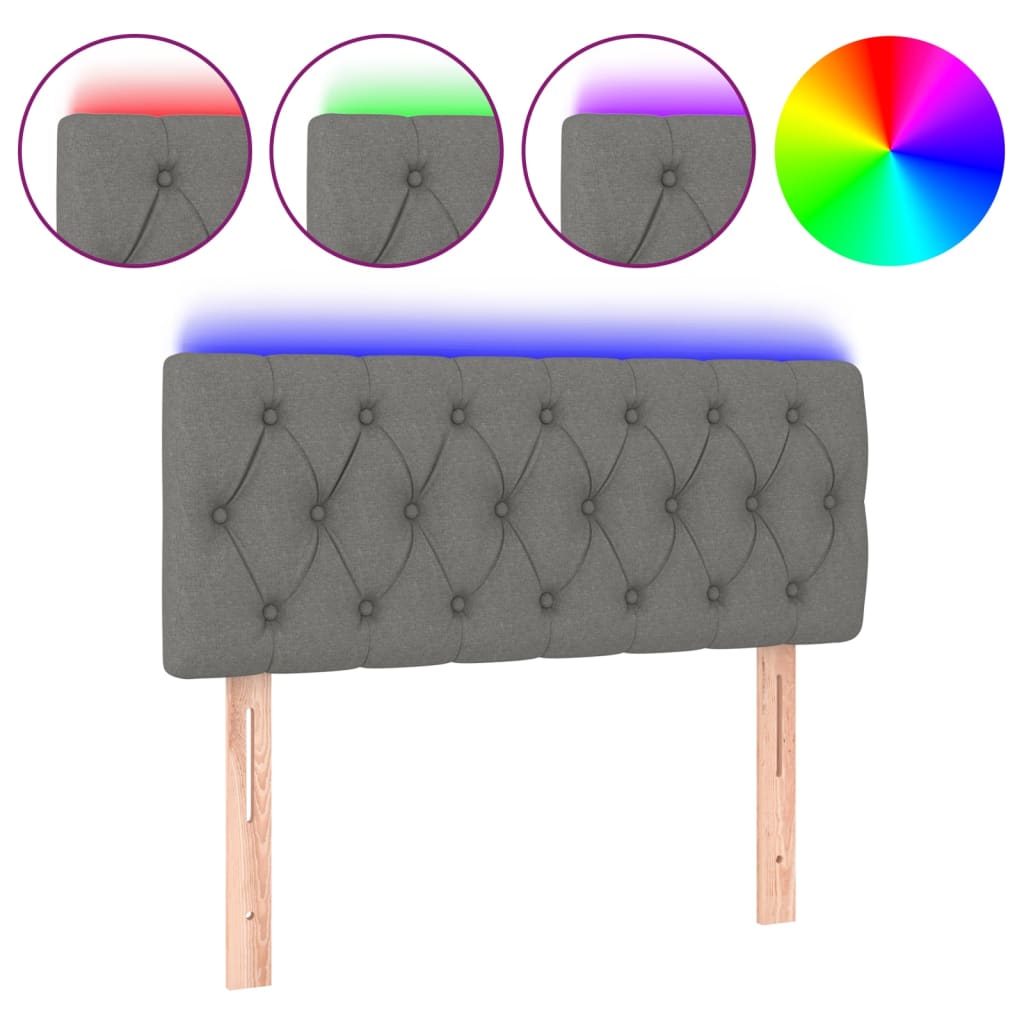 sötétszürke szövet LED-es fejtámla 100 x 7 x 78/88 cm