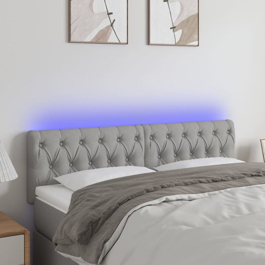 világosszürke szövet LED-es fejtámla 144 x 7 x 78/88 cm