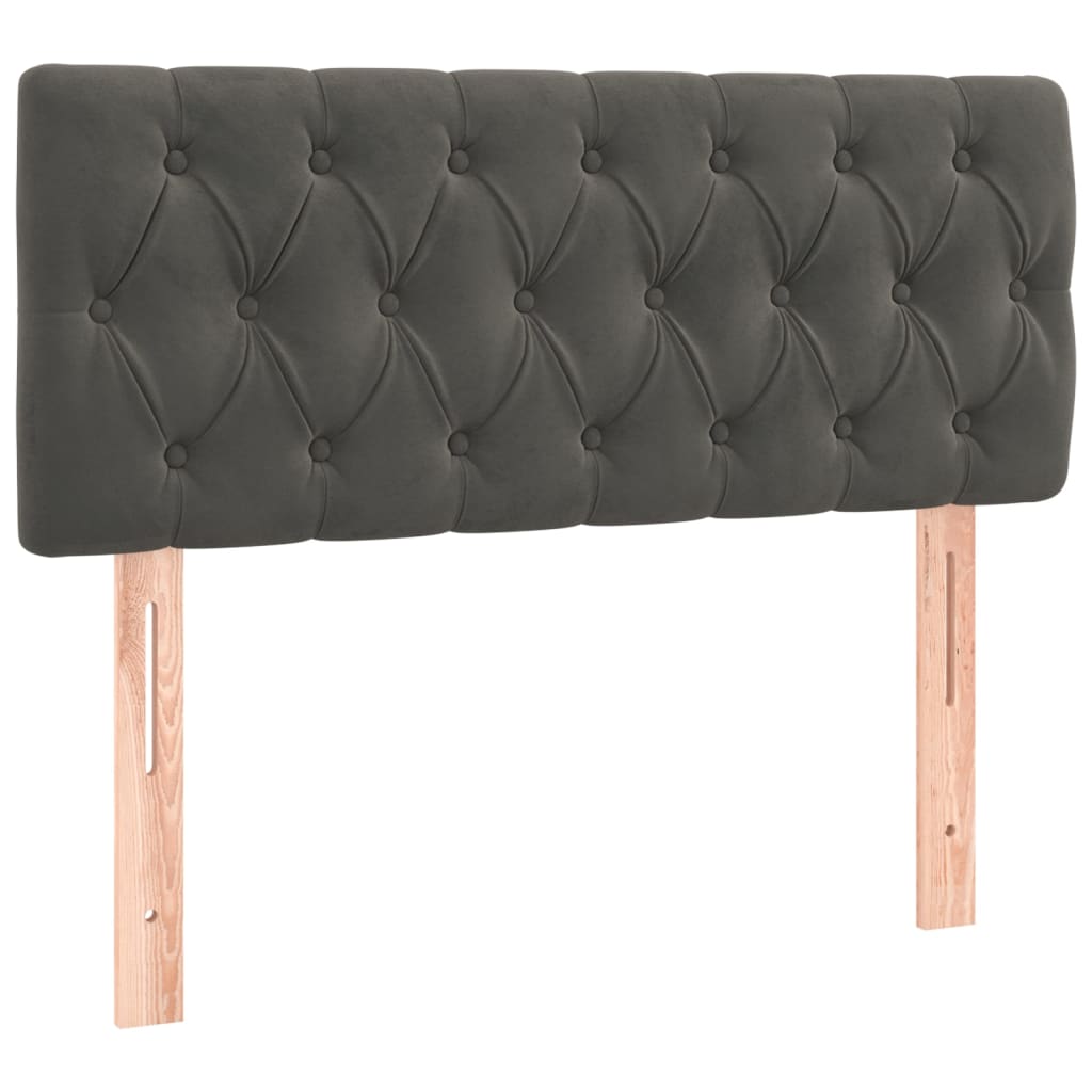 sötétszürke bársony LED-es fejtámla 90 x 7 x 78/88 cm