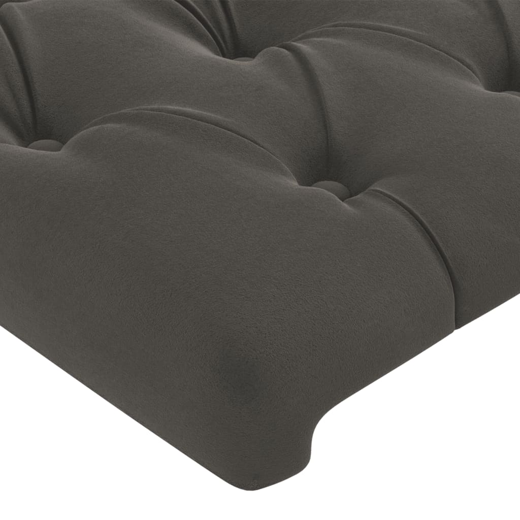 sötétszürke bársony LED-es fejtámla 90 x 7 x 78/88 cm