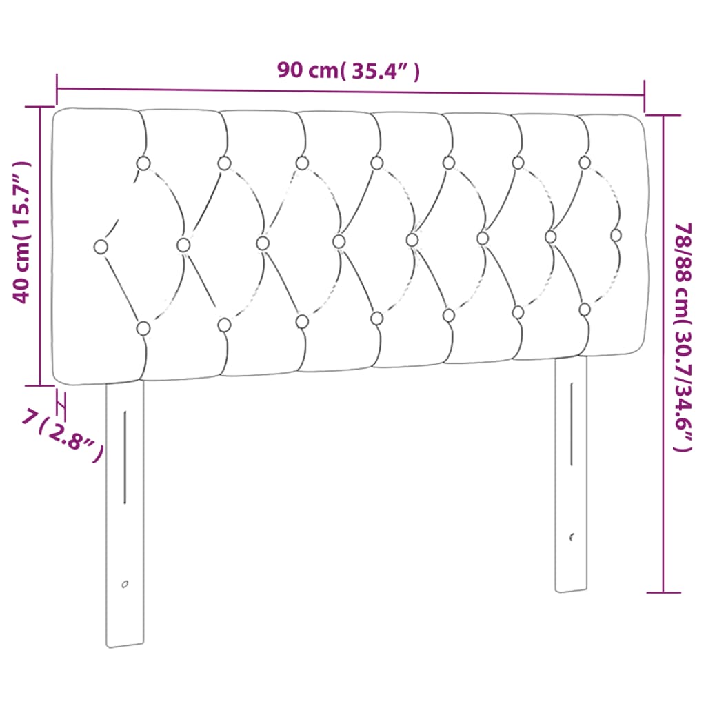 sötétszürke bársony LED-es fejtámla 90 x 7 x 78/88 cm