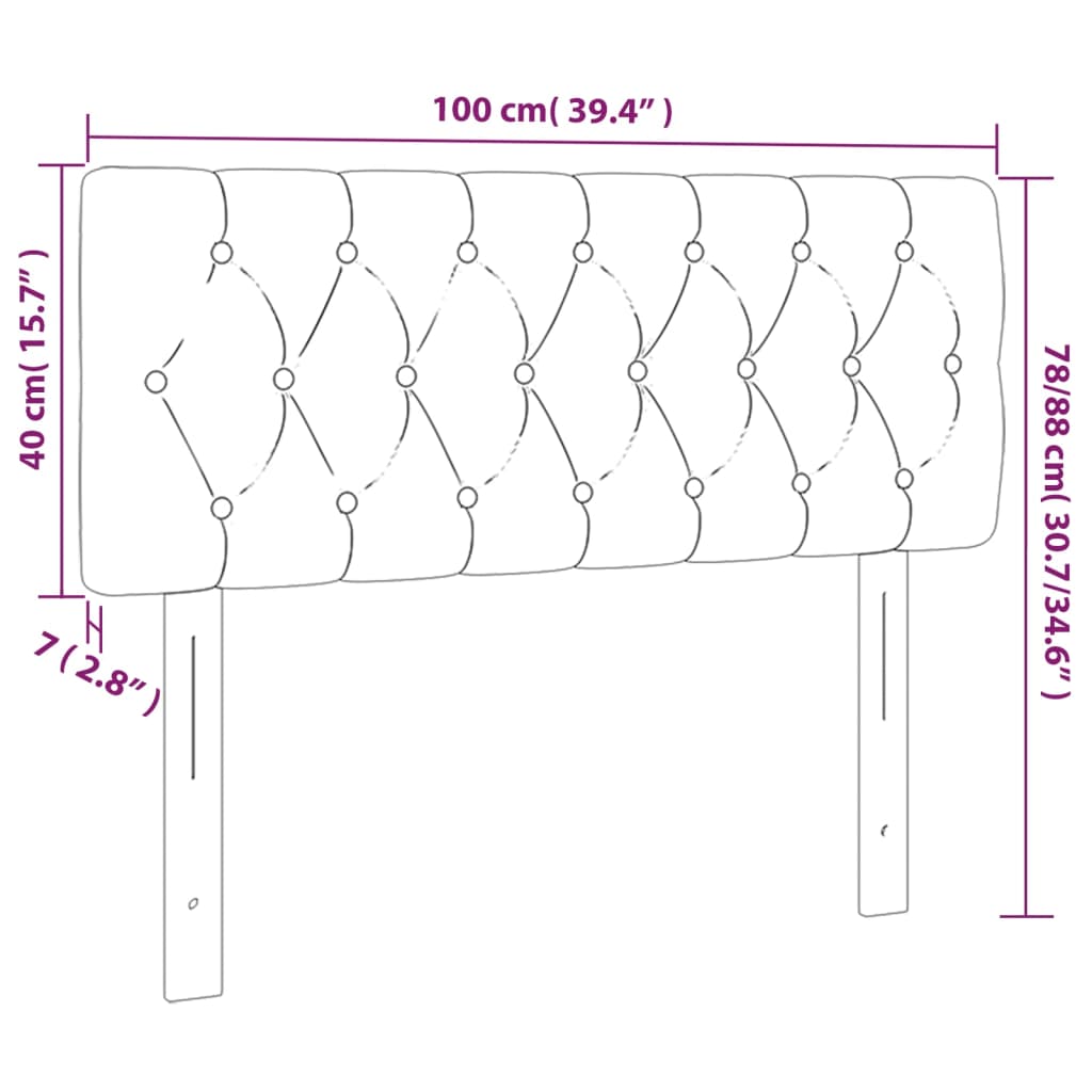 világosszürke bársony LED-es fejtámla 100 x 7 x 78/88 cm