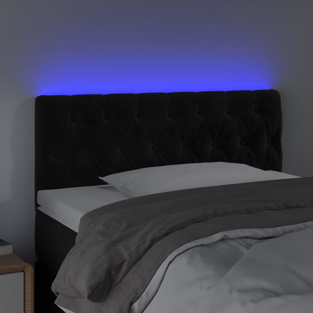 fekete bársony LED-es fejtámla 100 x 7 x 78/88 cm