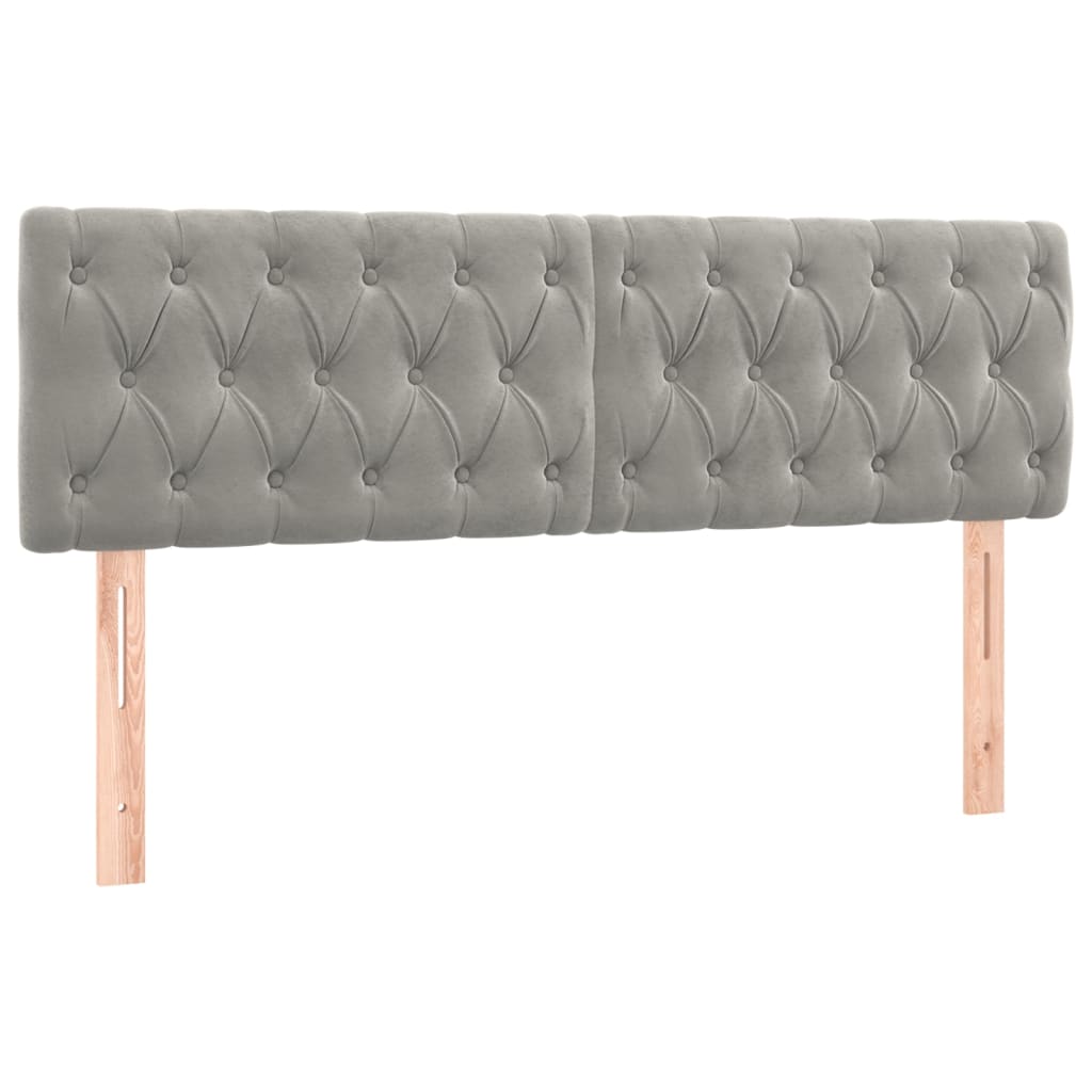 világosszürke bársony LED-es fejtámla 144 x 7 x 78/88 cm