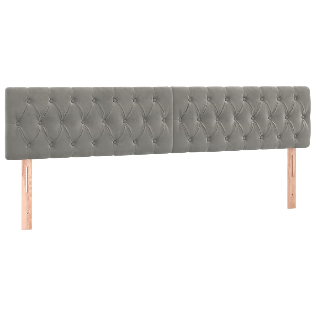 világosszürke bársony LED-es fejtámla 200 x 7 x 78/88 cm