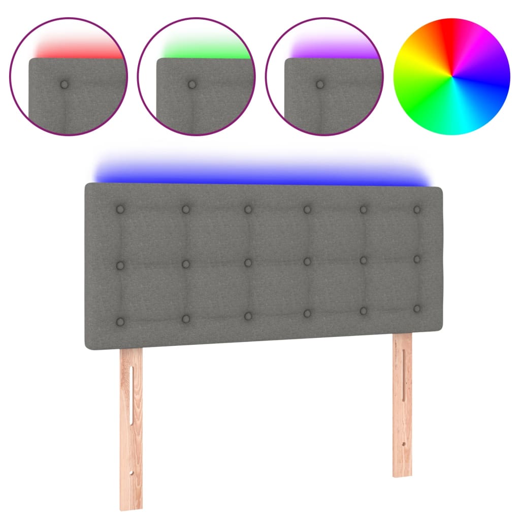 sötétszürke szövet LED-es fejtámla 100x5x78/88 cm