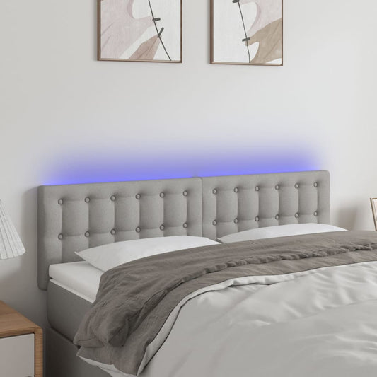 világosszürke szövet LED-es fejtámla 144 x 5 x 78/88 cm