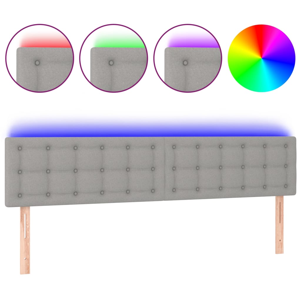 világosszürke szövet LED-es fejtámla 180x5x78/88 cm