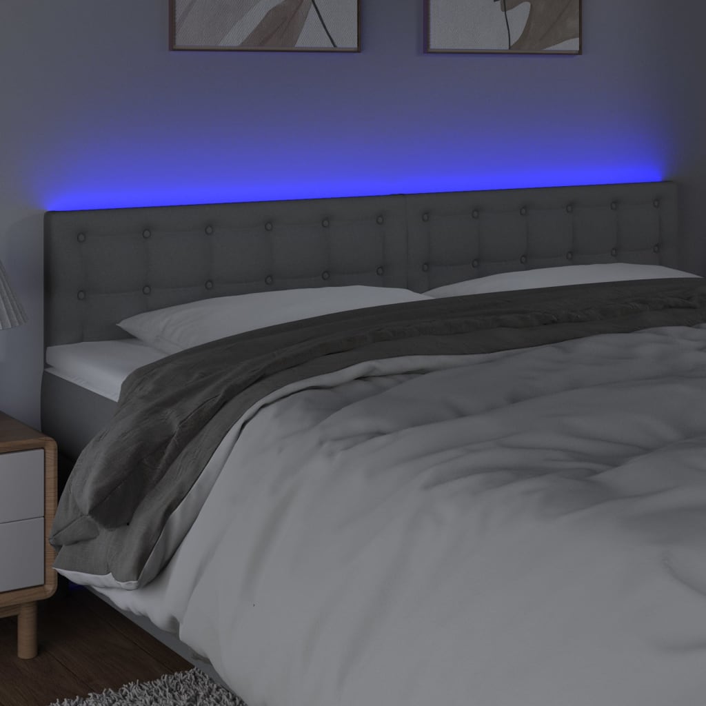 világosszürke szövet LED-es fejtámla 180x5x78/88 cm