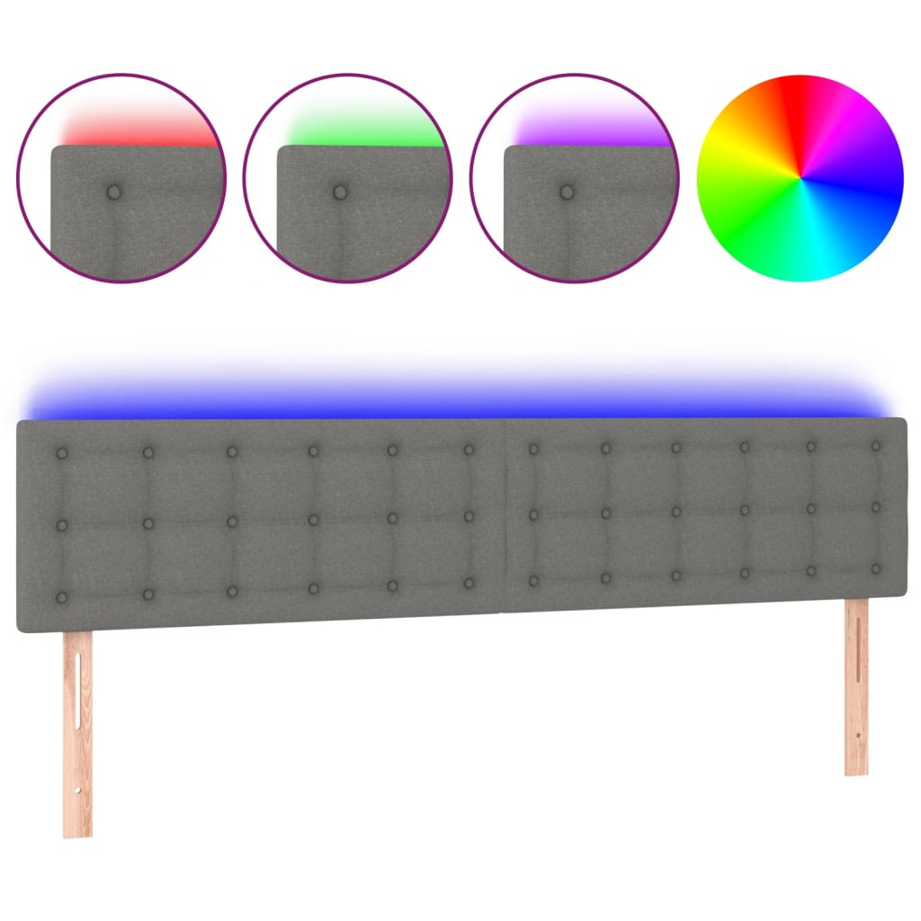 sötétszürke szövet LED-es fejtámla 180x5x78/88 cm