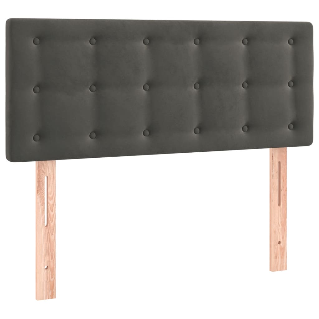 sötétszürke bársony LED-es fejtámla 90x5x78/88 cm