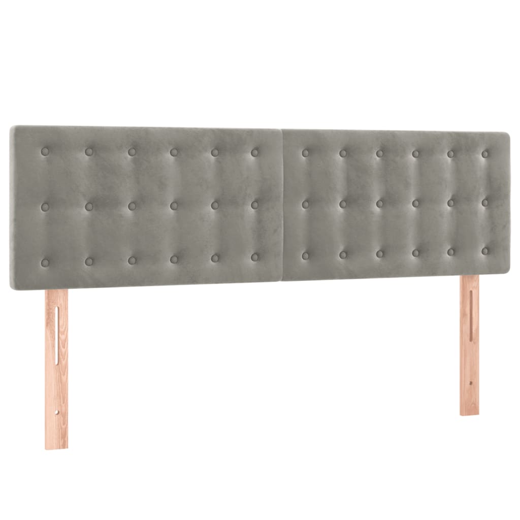 világosszürke bársony LED-es fejtámla 144x5x78/88 cm