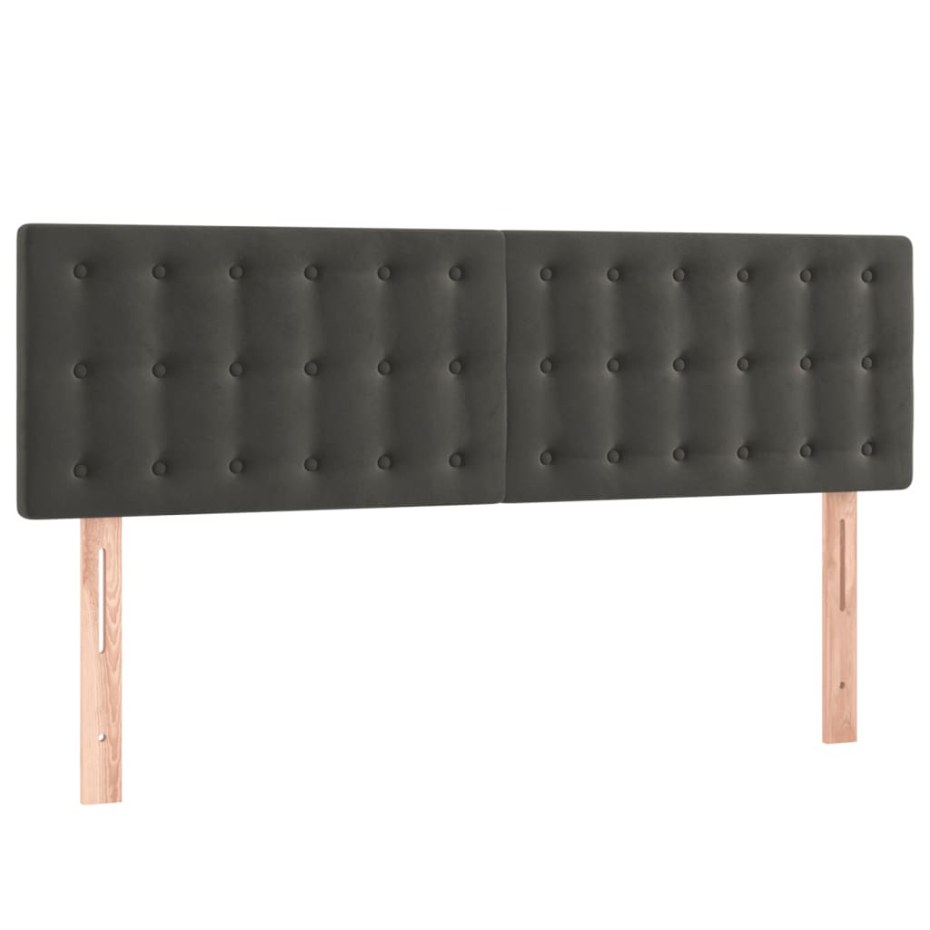 sötétszürke bársony LED-es fejtámla 144x5x78/88 cm