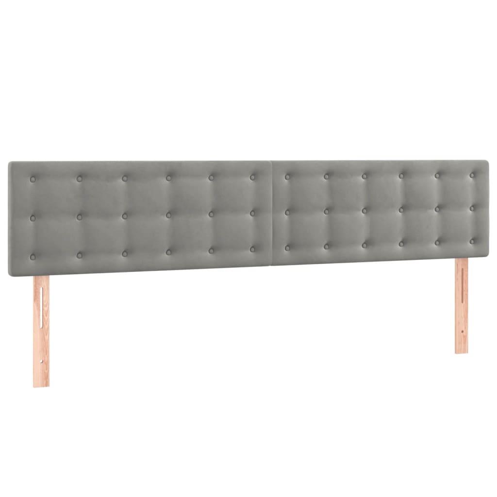 világosszürke bársony LED-es fejtámla 160x5x78/88 cm