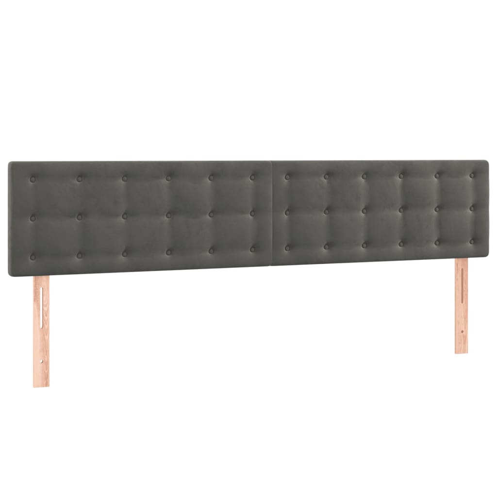 sötétszürke bársony LED-es fejtámla 200x5x78/88 cm