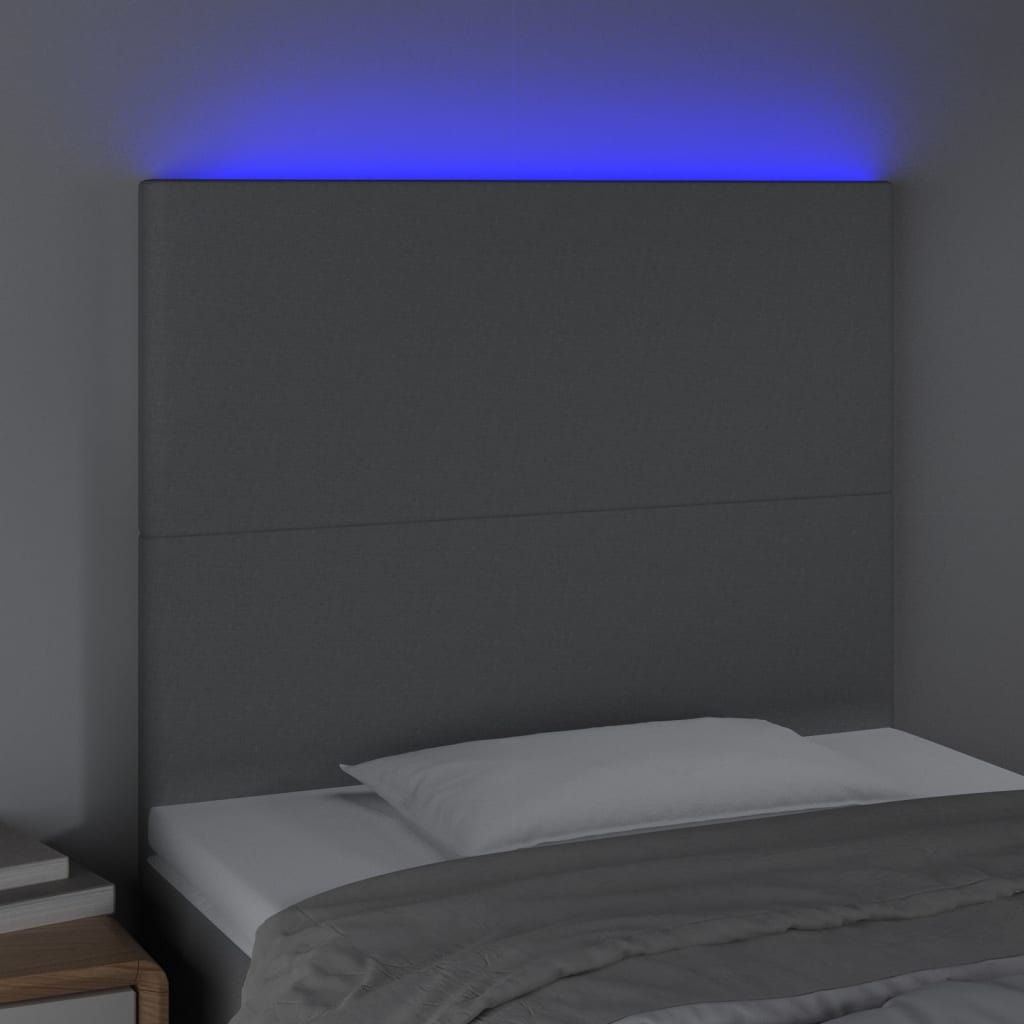világosszürke szövet LED-es fejtámla 80x5x118/128 cm
