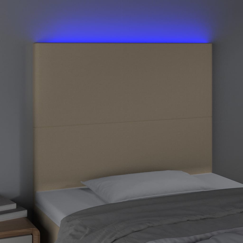 krémszínű szövet LED-es fejtámla 100x5x118/128 cm