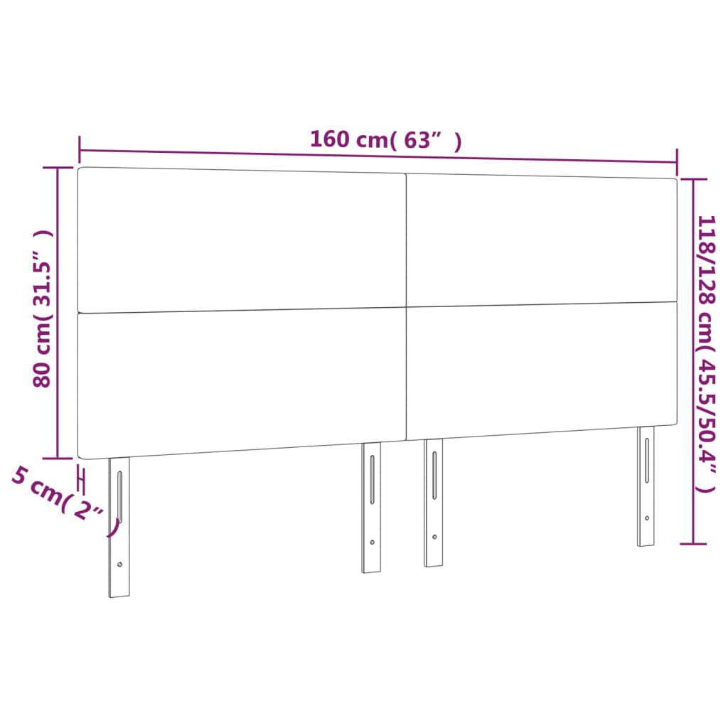 sötétszürke szövet LED-es fejtámla 160x5x118/128 cm