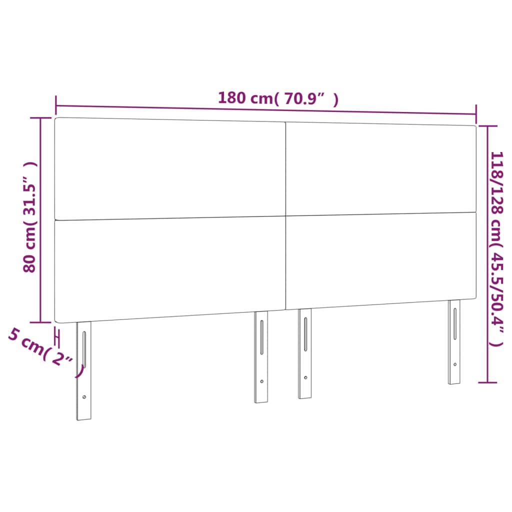világosszürke szövet LED-es fejtámla 180x5x118/128 cm