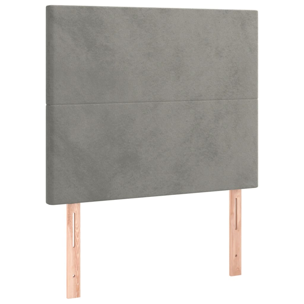 világosszürke bársony LED-es fejtámla 90x5x118/128 cm