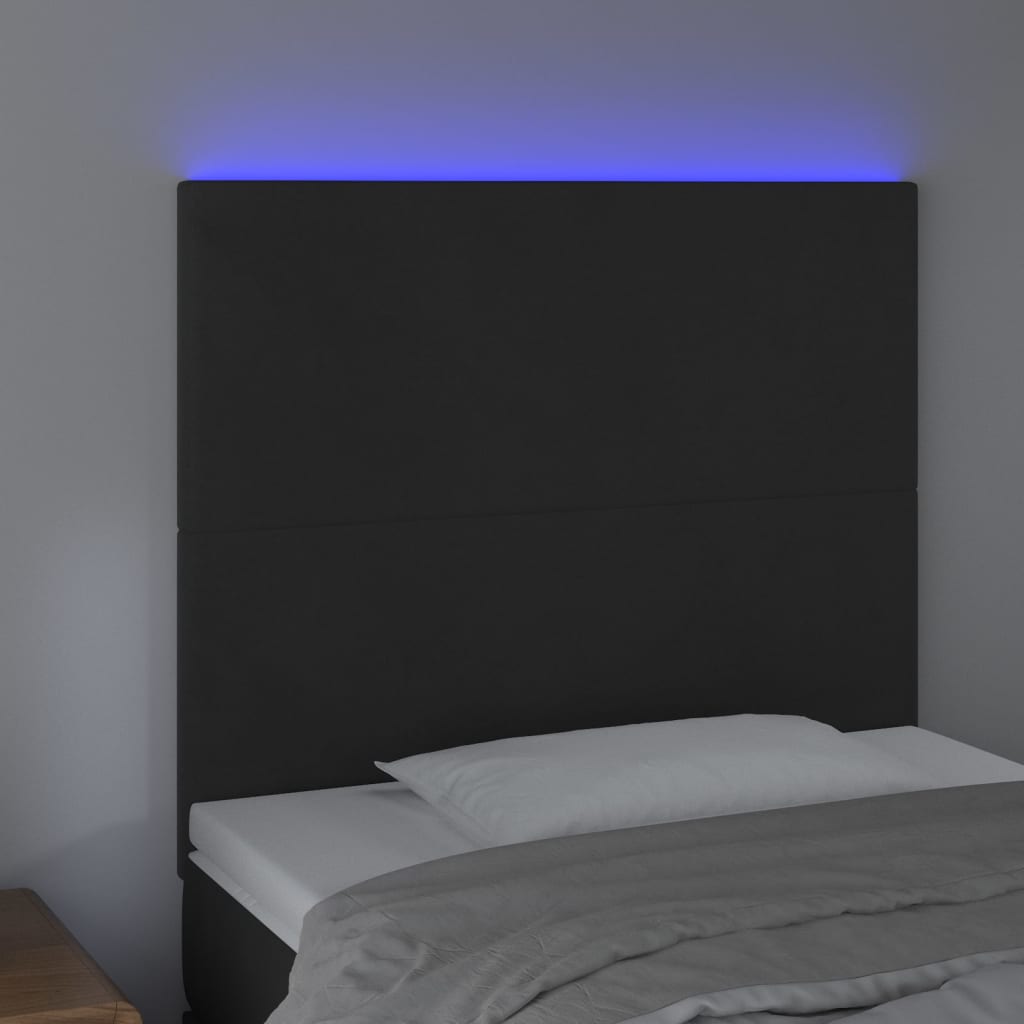 fekete bársony LED-es fejtámla 100x5x118/128 cm