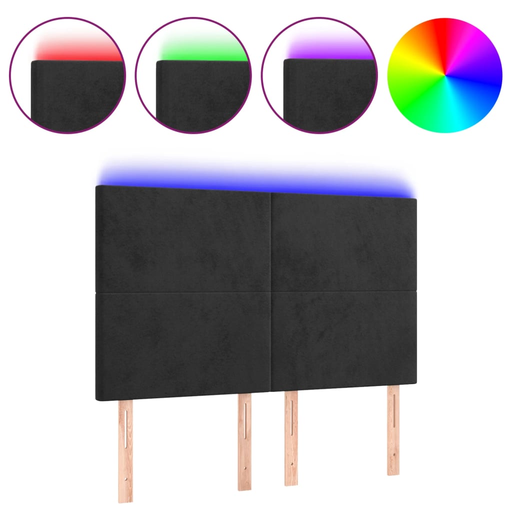 fekete bársony LED-es fejtámla 144x5x118/128 cm