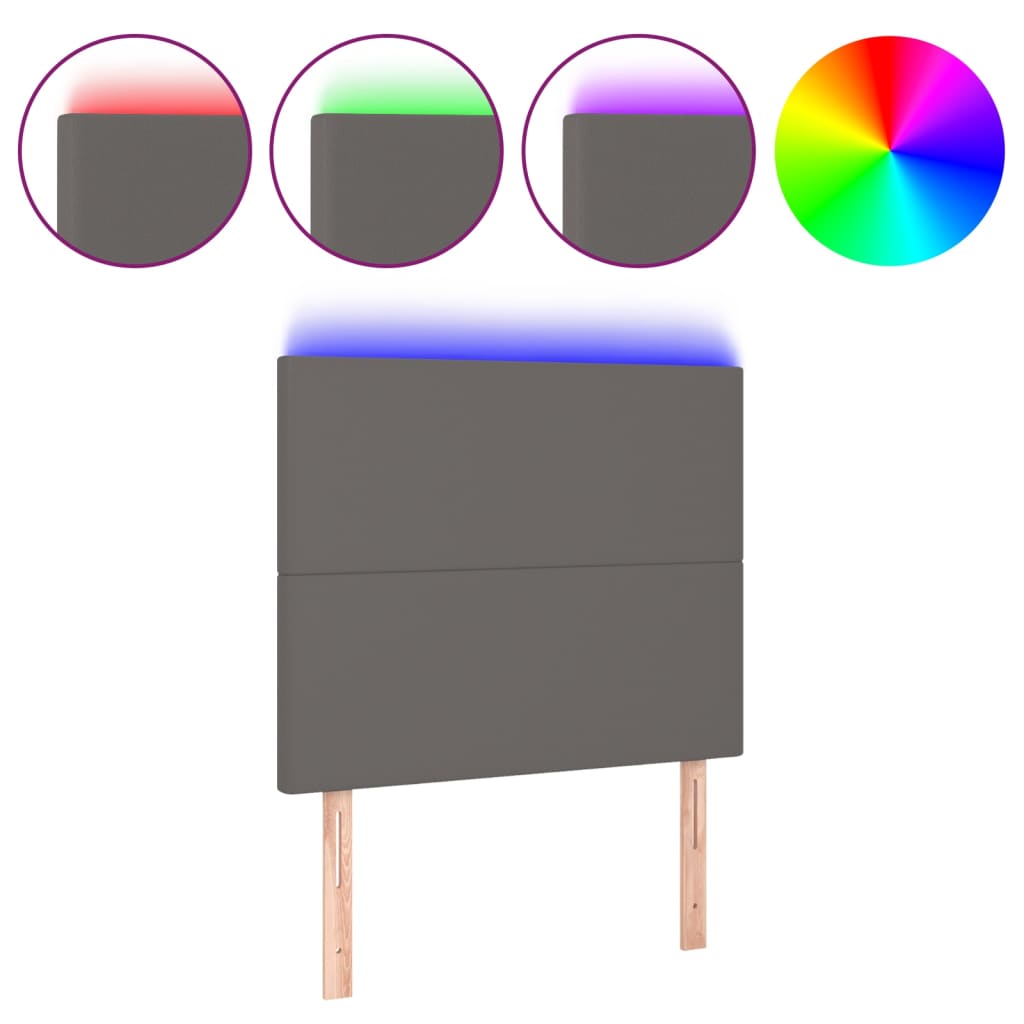 szürke műbőr LED-es fejtámla 90x5x118/128 cm