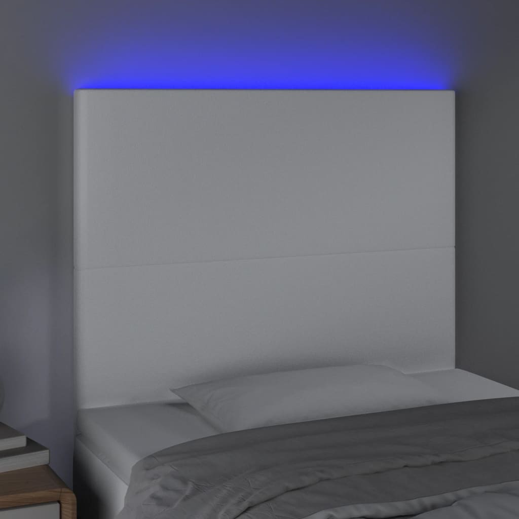 fehér műbőr LED-es fejtámla 100x5x118/128 cm