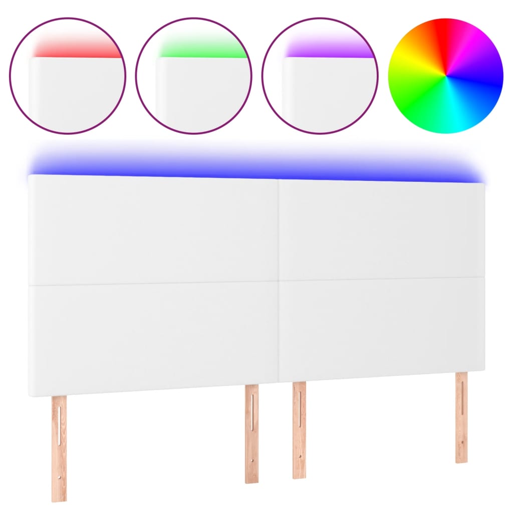 fehér műbőr LED-es fejtámla 180x5x118/128 cm