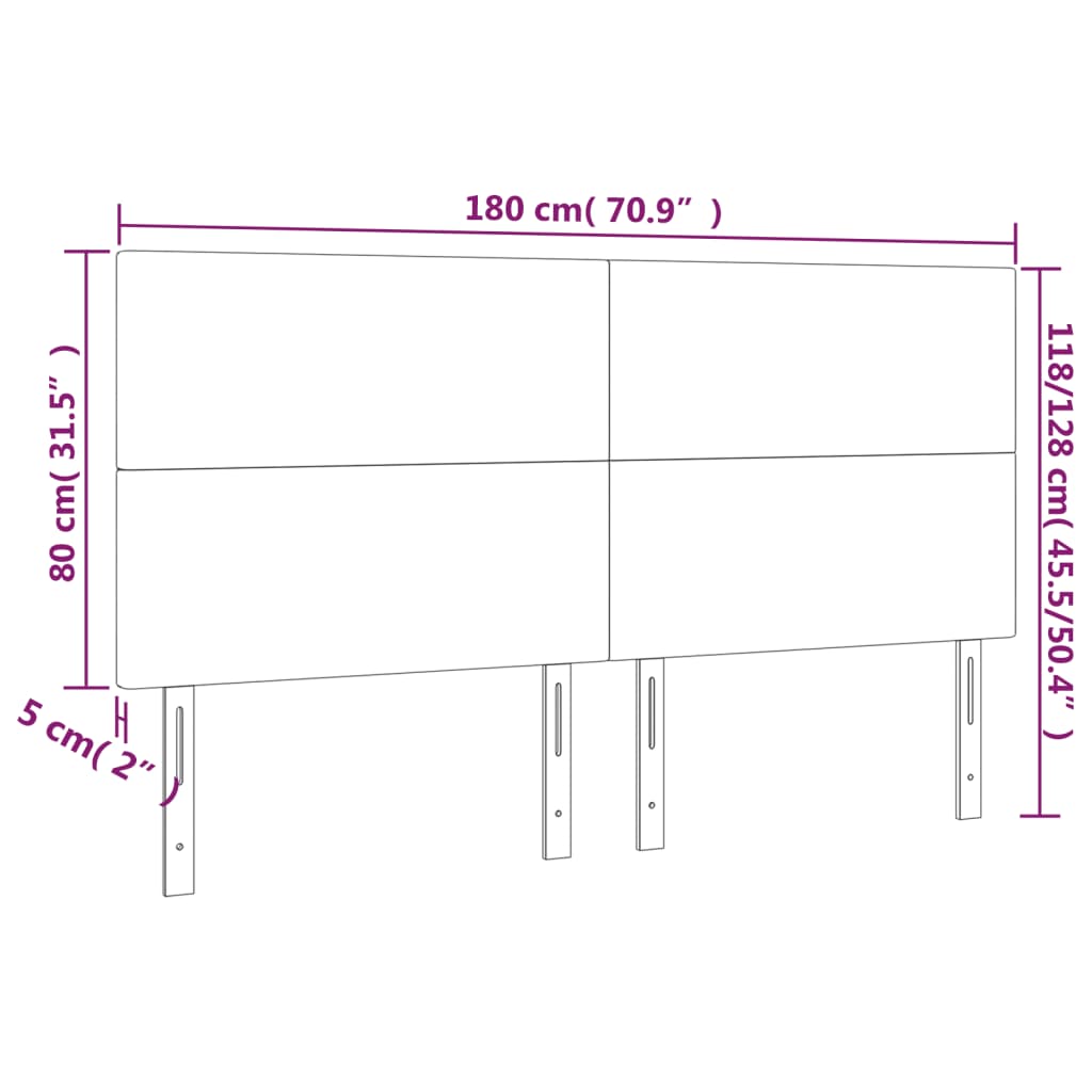 fehér műbőr LED-es fejtámla 180x5x118/128 cm