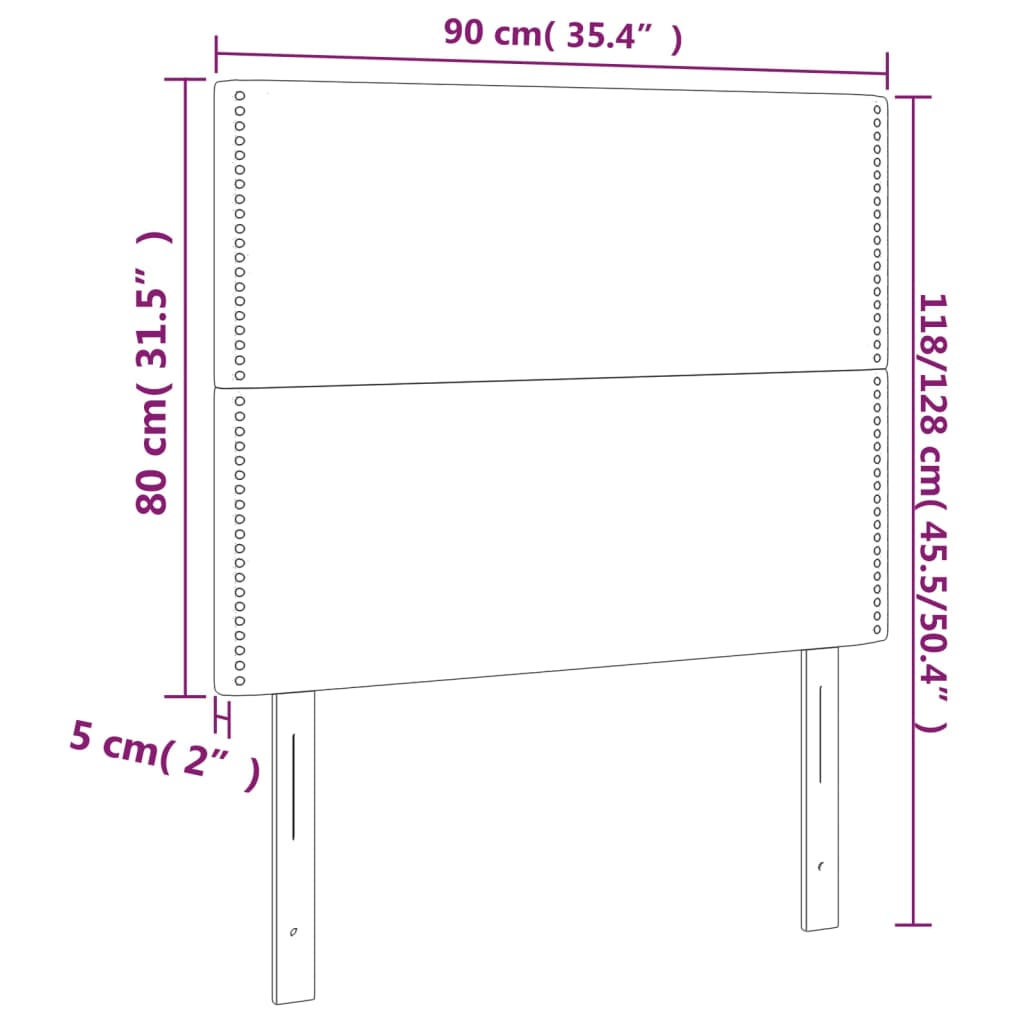 sötétszürke szövet LED-es fejtámla 90x5x118/128 cm