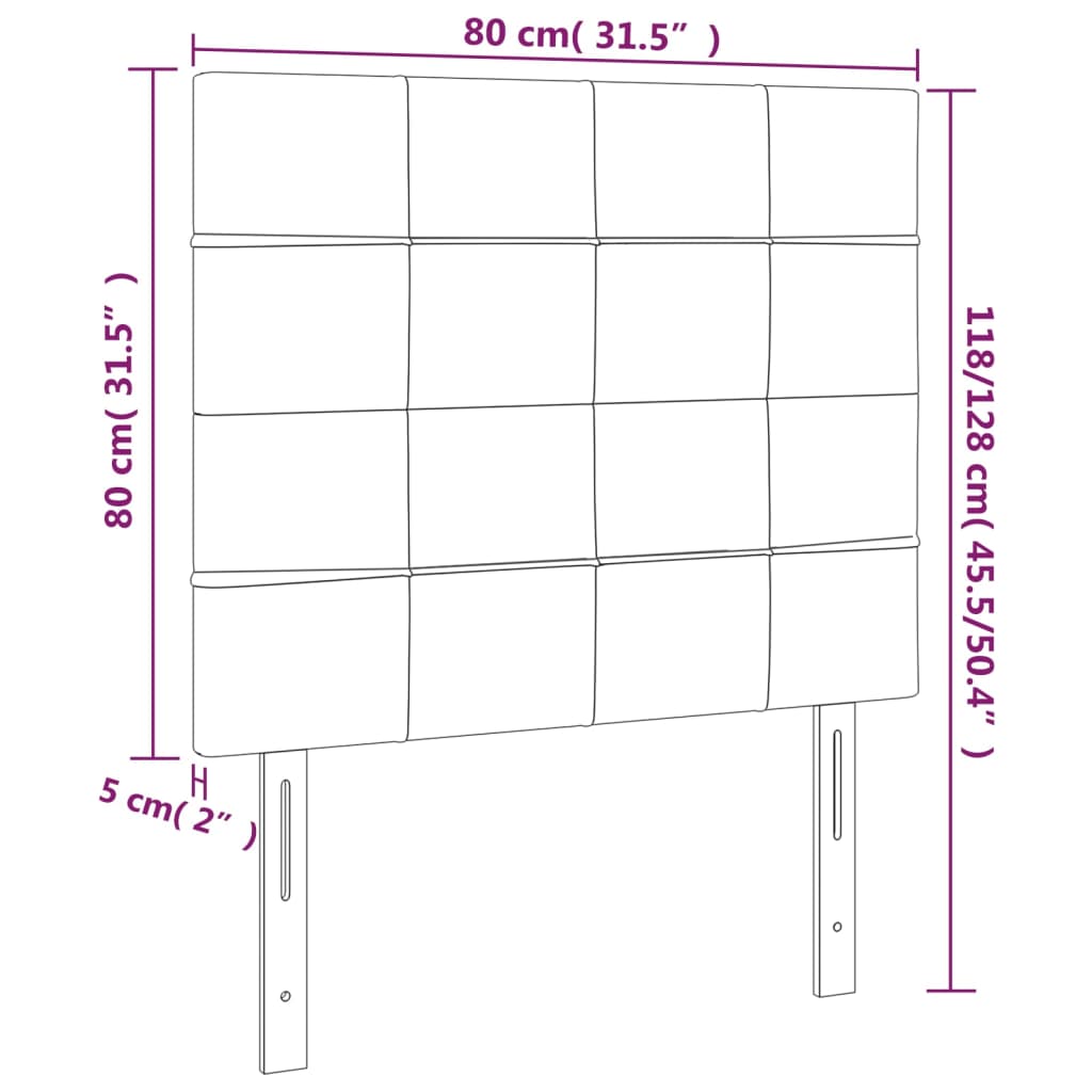 tópszínű szövet LED-es fejtámla 80x5x118/128 cm