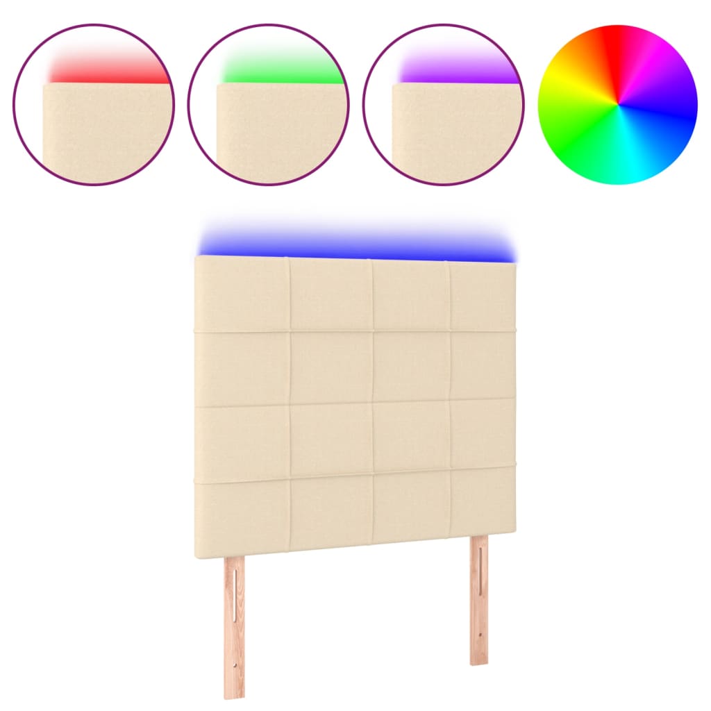 krémszínű szövet LED-es fejtámla 100x5x118/128 cm