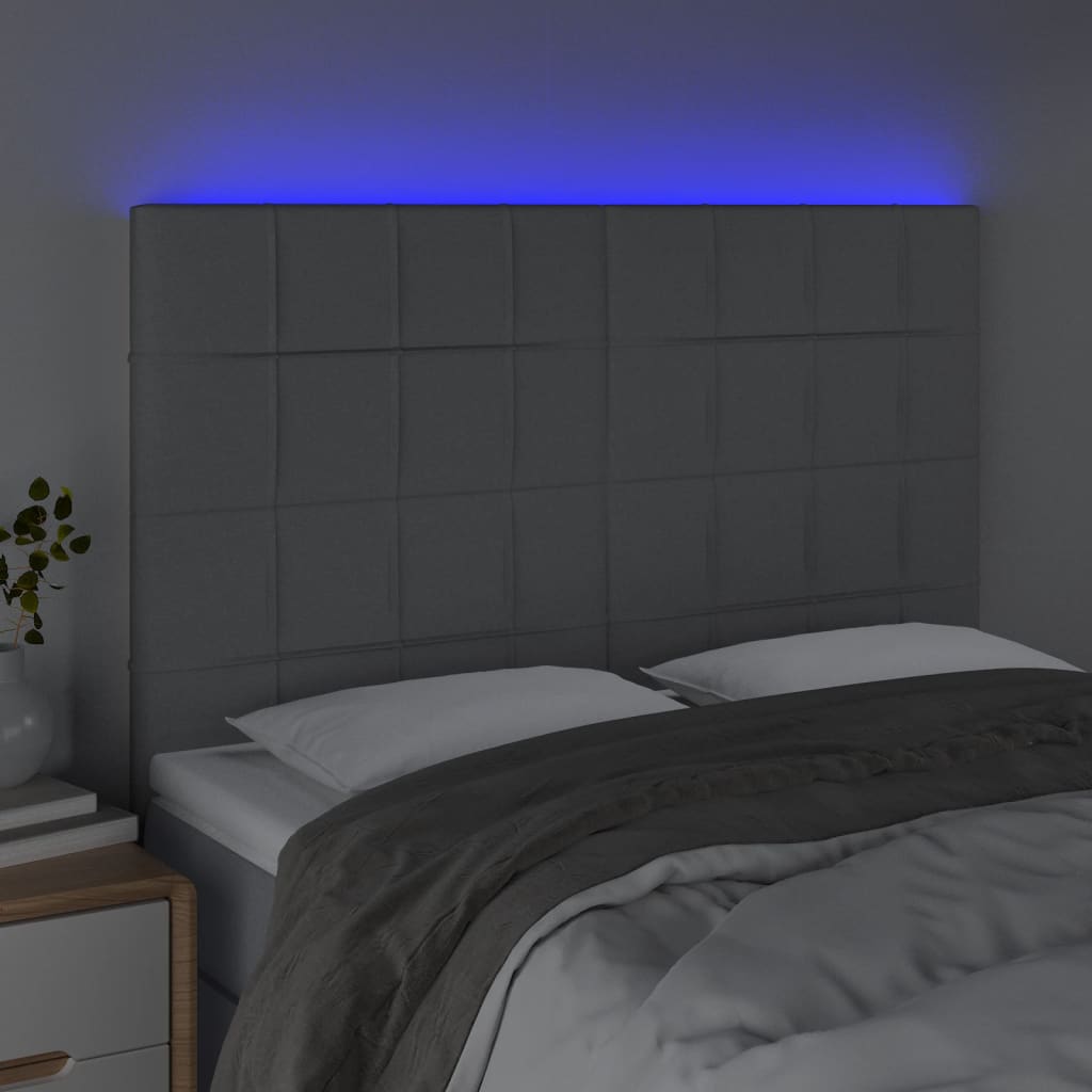 világosszürke szövet LED-es fejtámla 144x5x118/128 cm