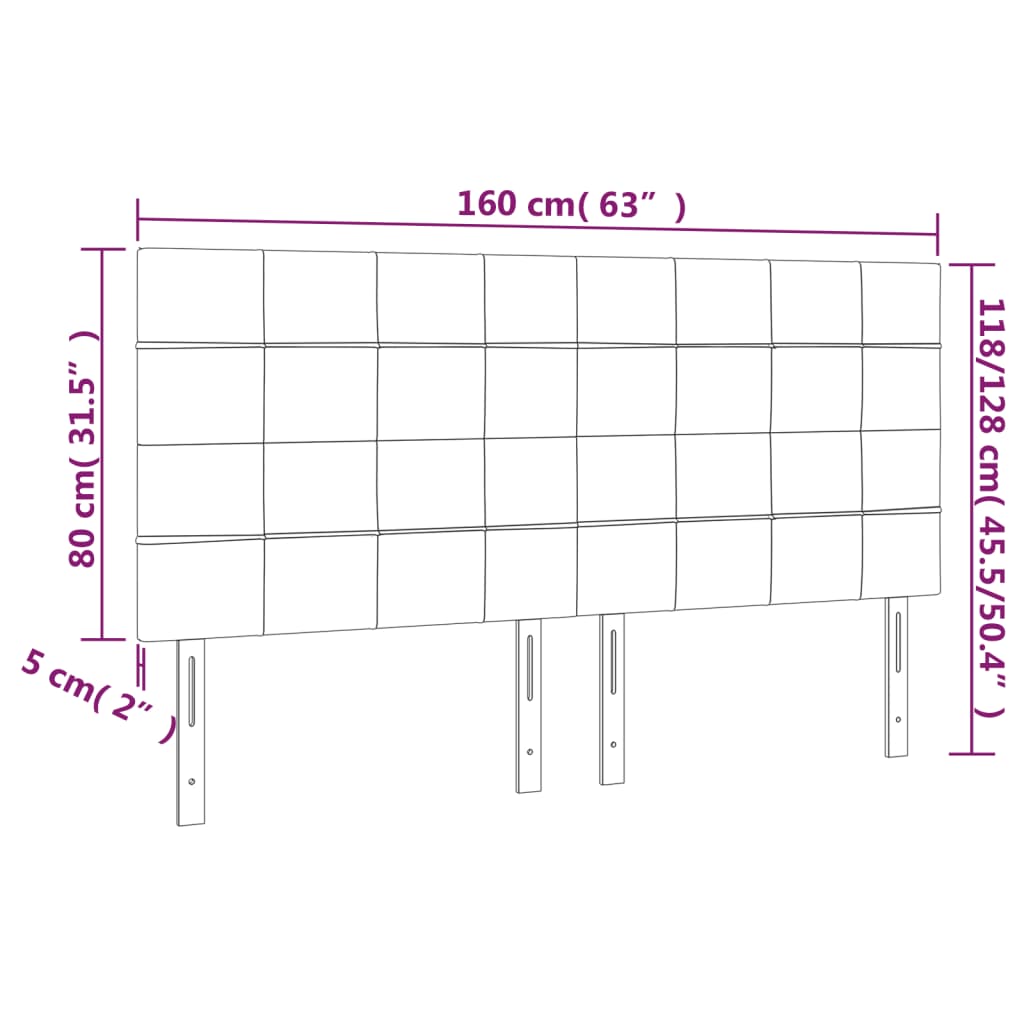 világosszürke szövet LED-es fejtámla 160x5x118/128 cm