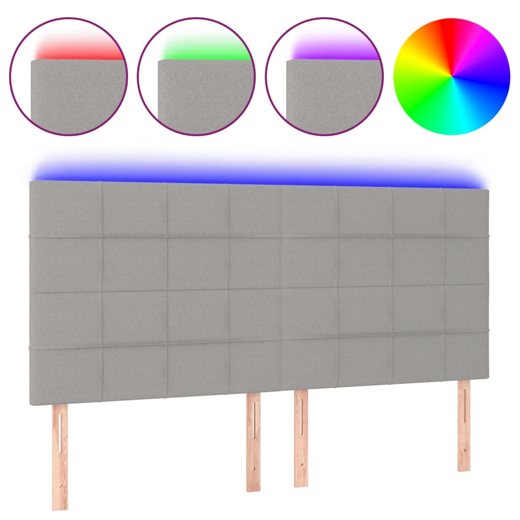 világosszürke szövet LED-es fejtámla 200x5x118/128 cm