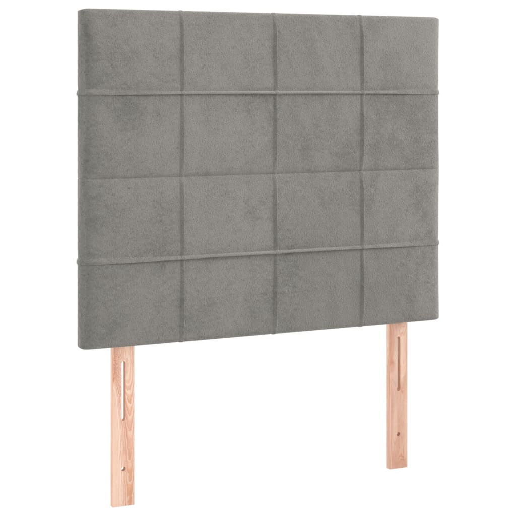 világosszürke bársony LED-es fejtámla 80x5x118/128 cm